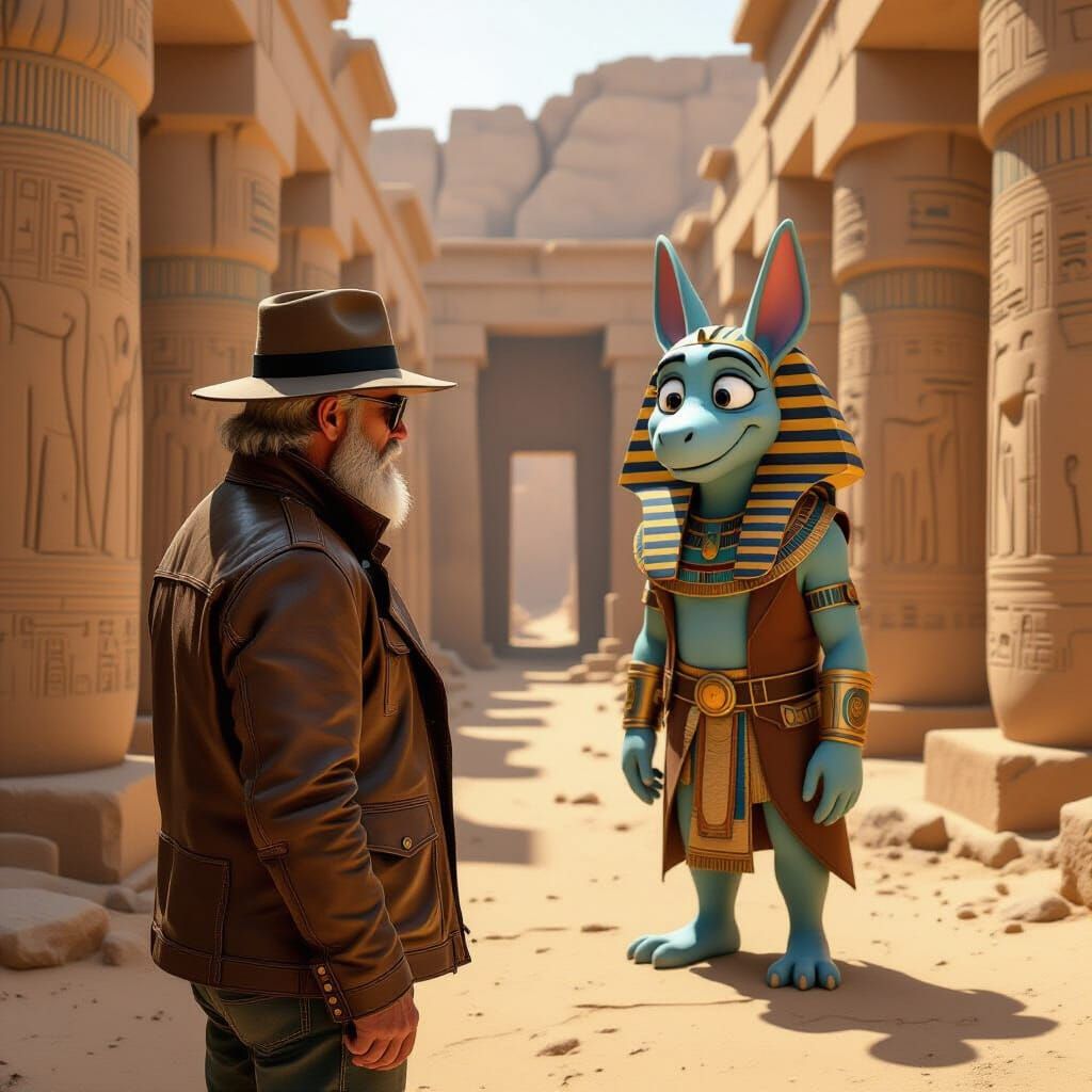 Archeologist Meets Cartoon Counterpart in Egyptian Ruins