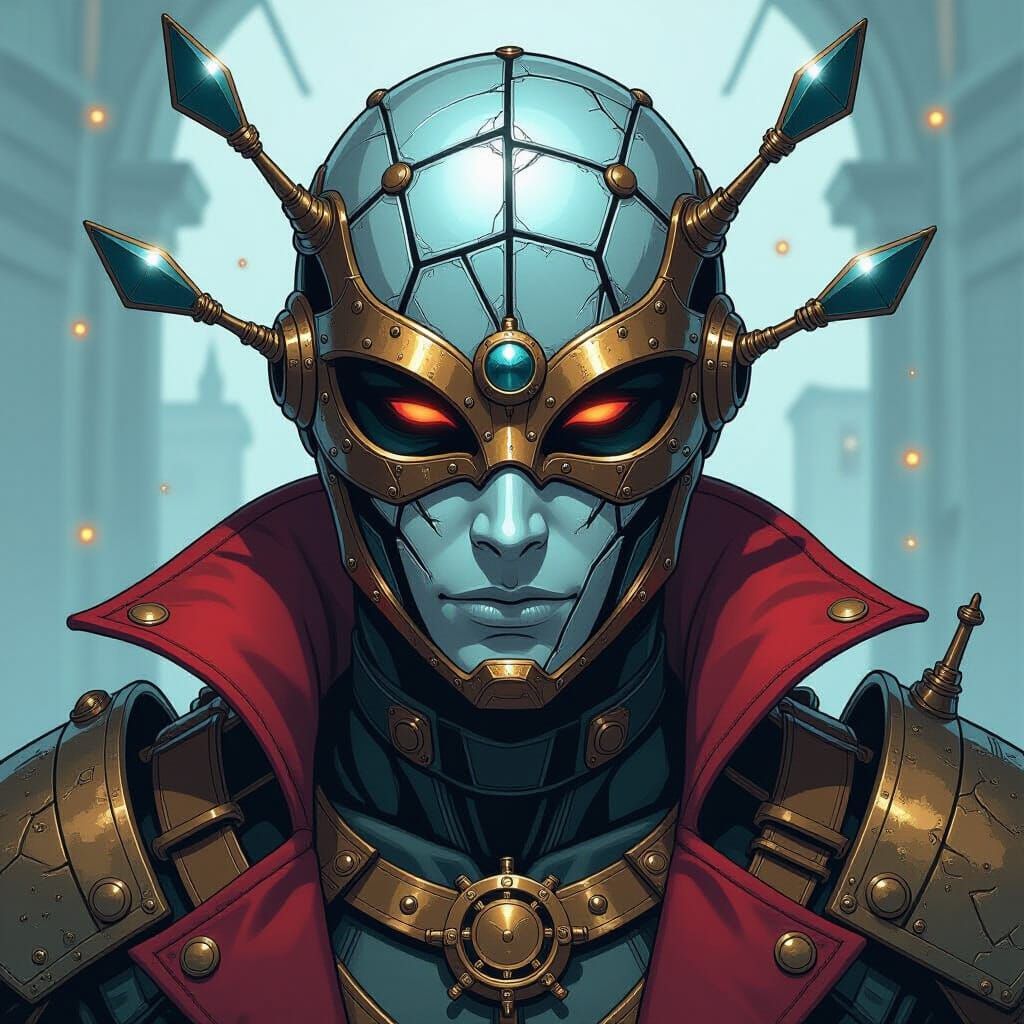 Time-bending Villain in Steampunk Armor