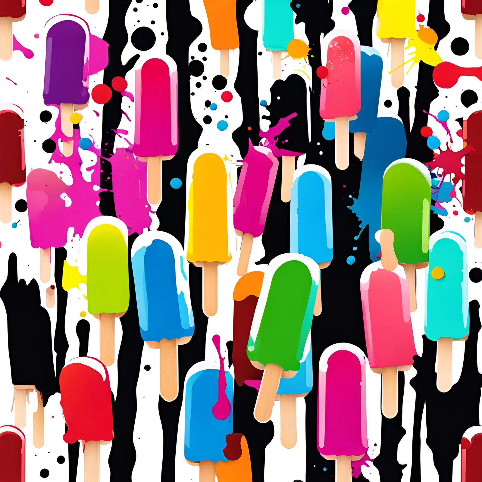 Colorful Popsicle Ink Splatter Art