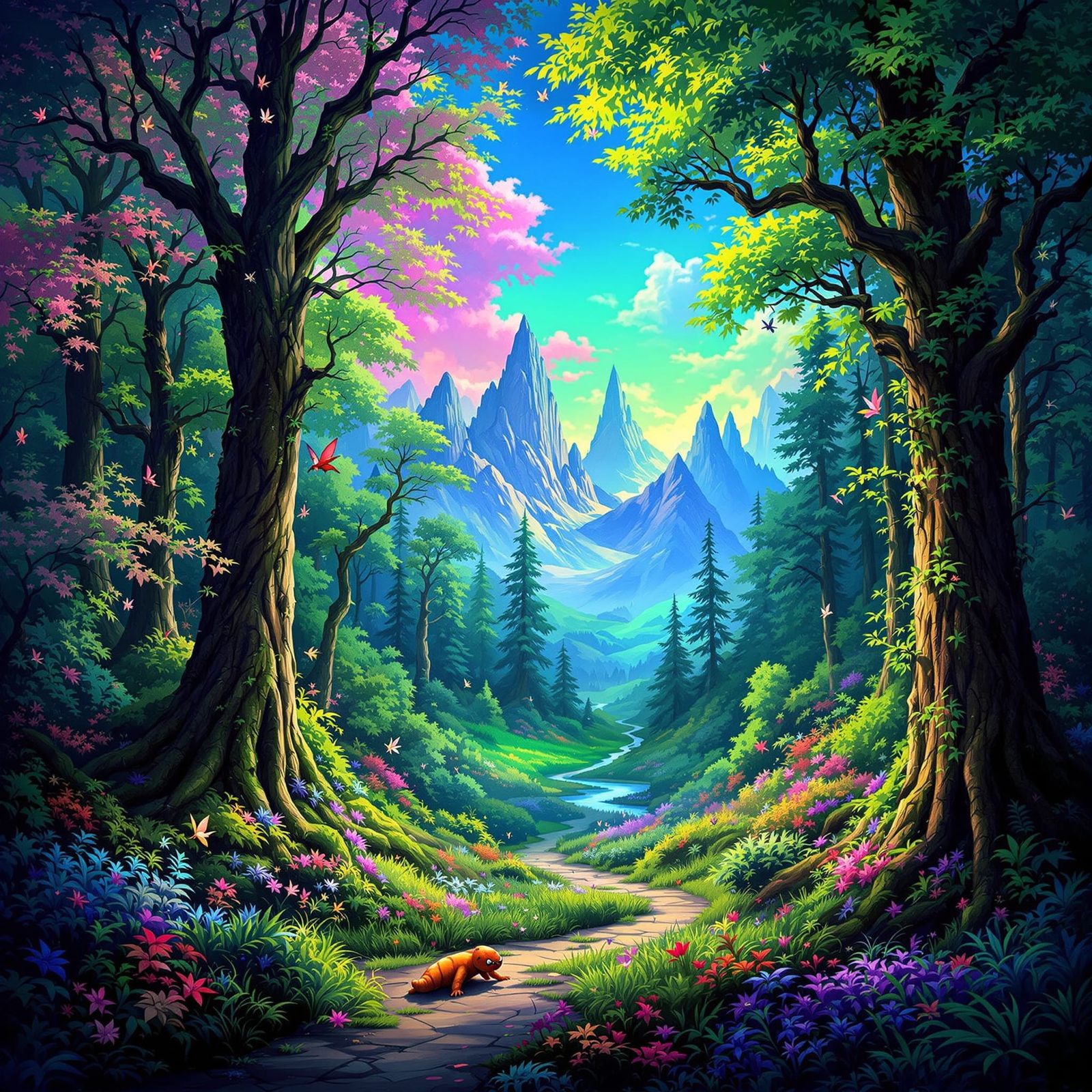 Enchanting Feywild Forest With Sprites and Vibrant Colors