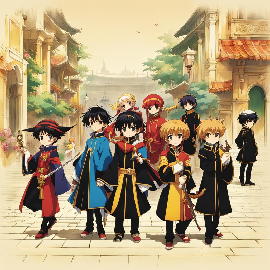 Anime Kids in CLAMP Art Style