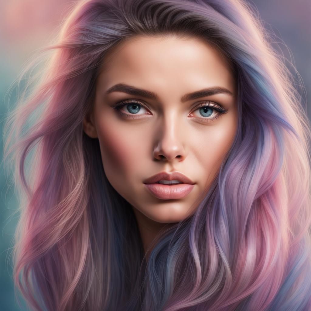 Beautiful Woman Portrait in Pastel Colors, High Definition