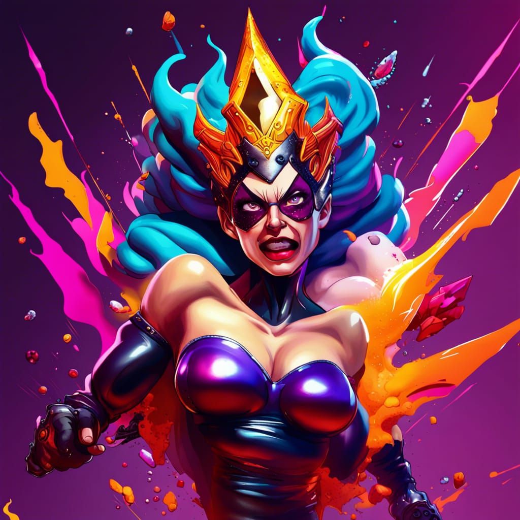 Explosive Evil Queen: Hyperrealistic Concept Art