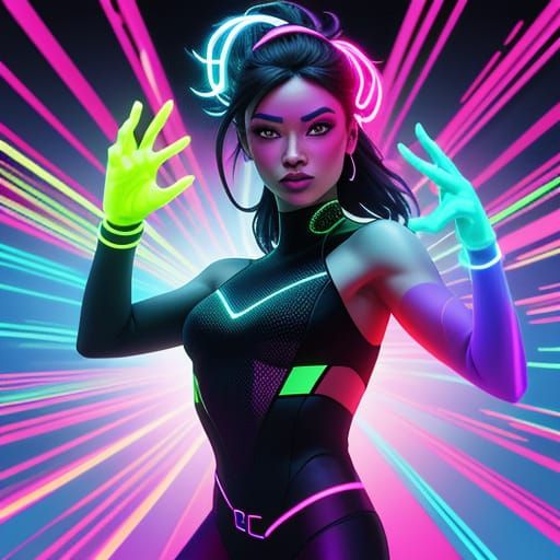 Person Dancing at Three O'Clock in Pixel Art Style