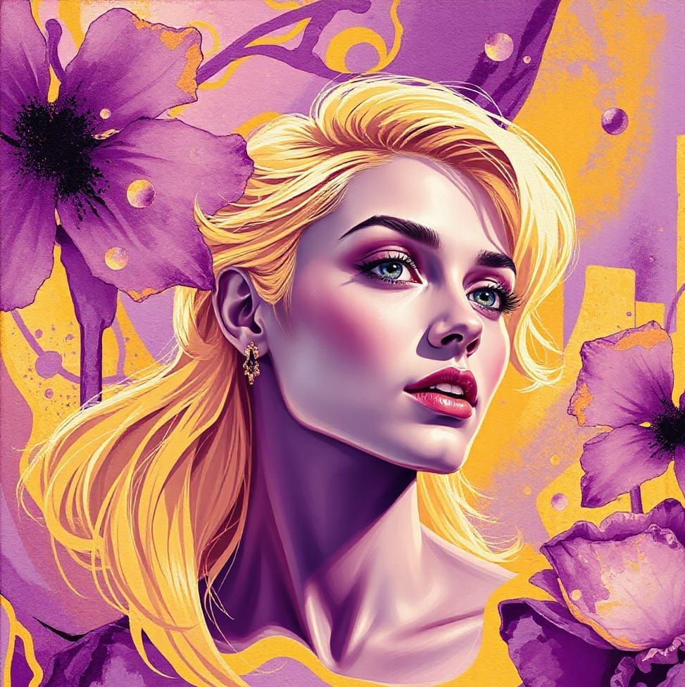 Surreal Abstract Portrait of a Fiery Blond