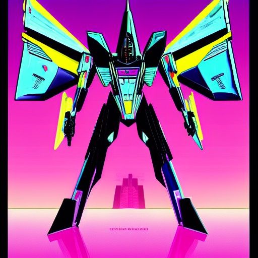 Starscream in Synthwave Neon Retro Style