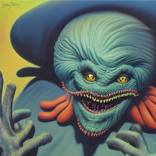 Grotesque Dr. Seuss Monster in Oil Painting