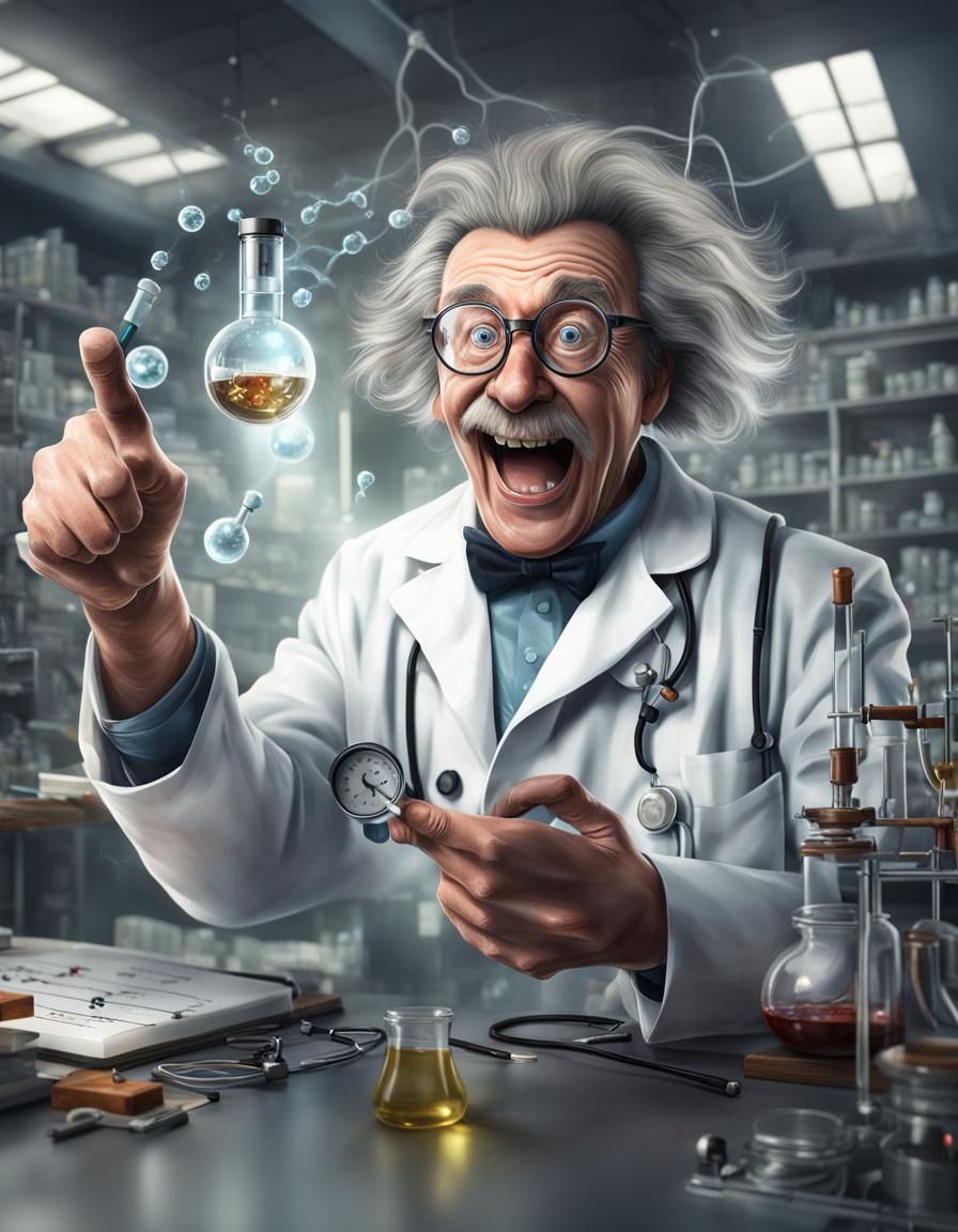 Hyper Realistic Mad Scientist Digital Art