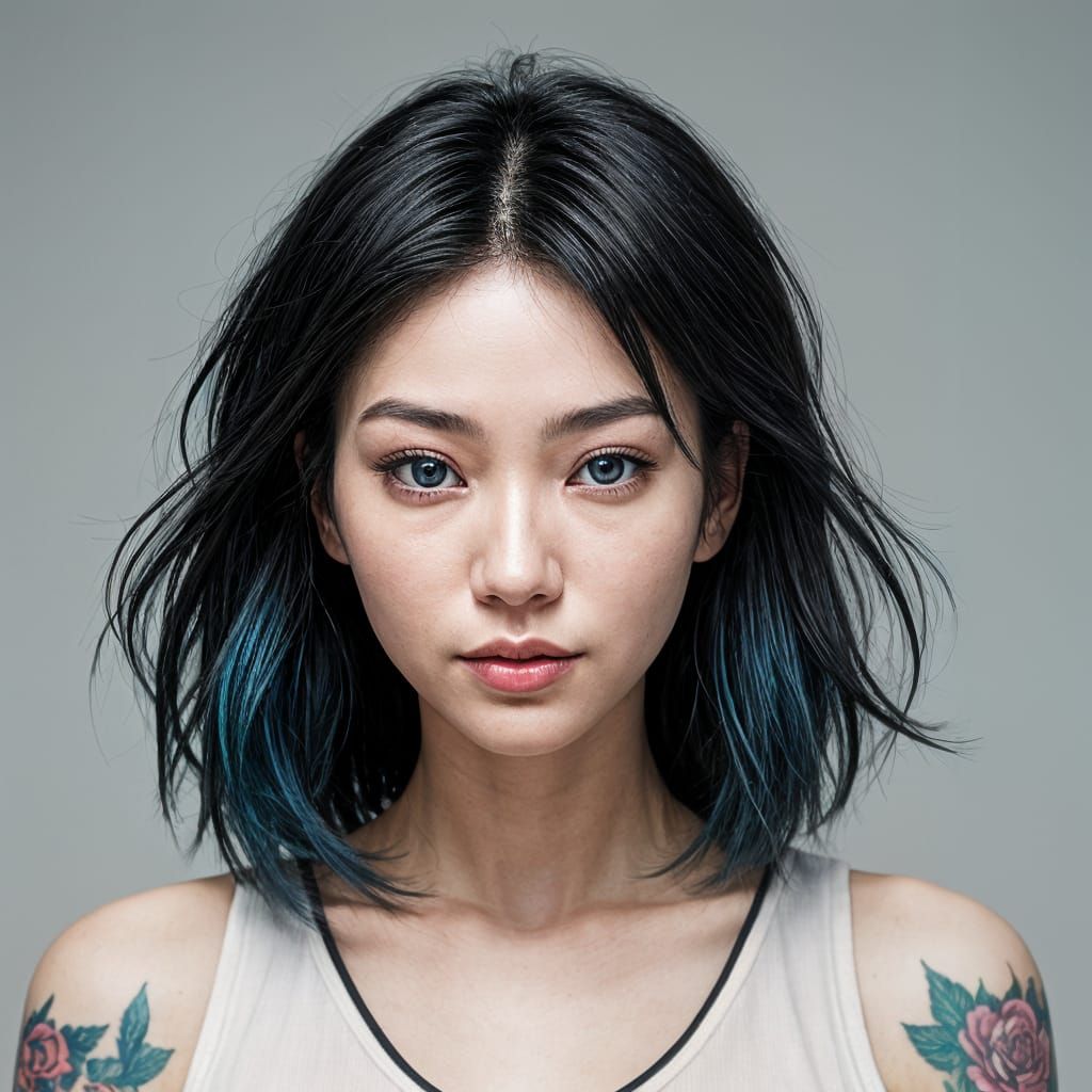 Beautiful Korean Woman with Tattoos, Professional Portrait