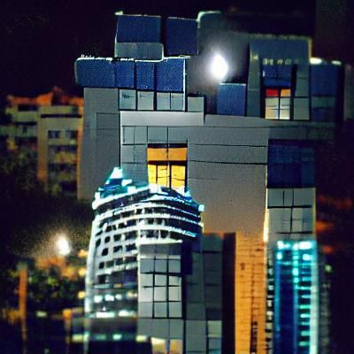 Night Cityscape with Skyscrapers