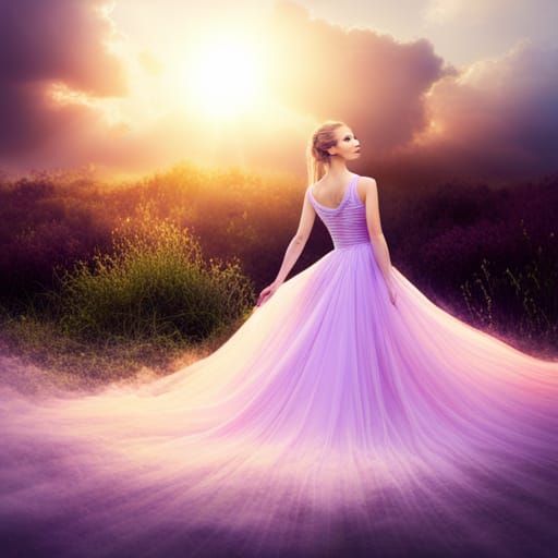 Beautiful girl with purple dress