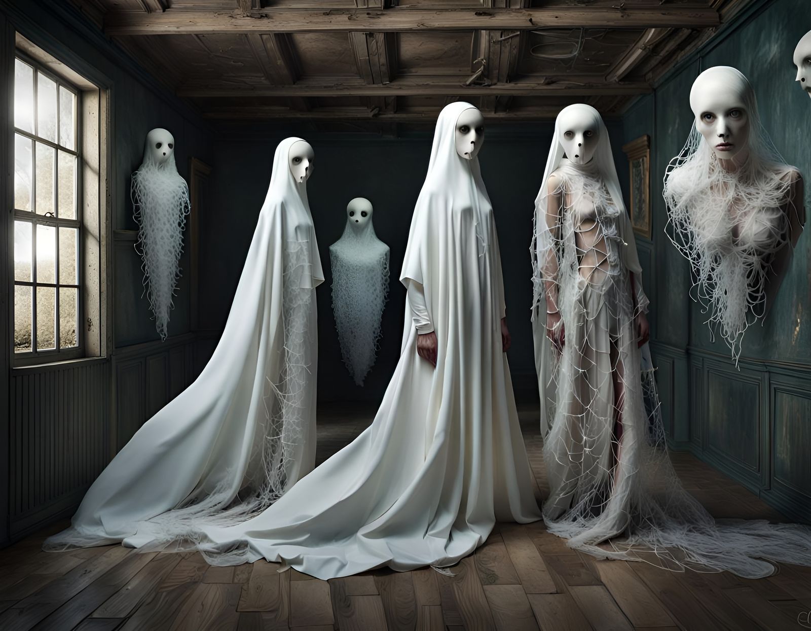 Haunted Coastal Village in Ethereal 3D Style