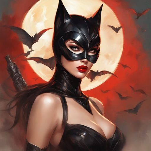 Alluring Gothic Catwoman Beauty as a Royo Masterpiece