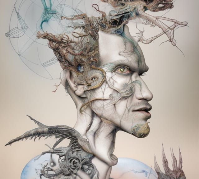 Surreal Automatic Drawing in Watercolor Style