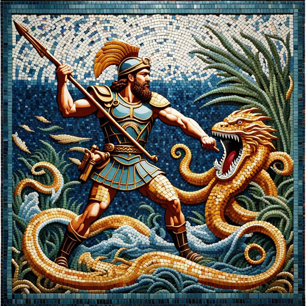 Underwater Mosaic, Greek Hoplite 🌊🏛🗡