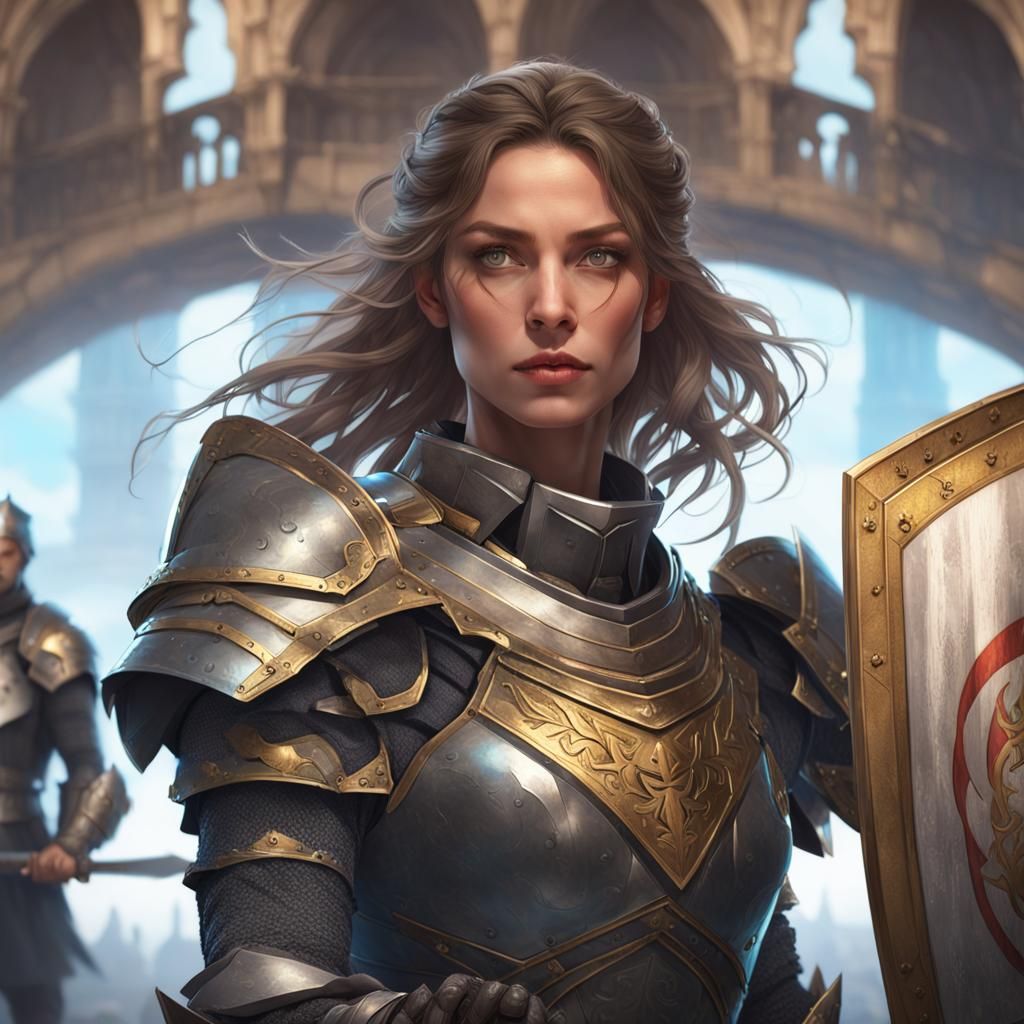 Armored Woman Knight Portrait in Detailed Digital Art