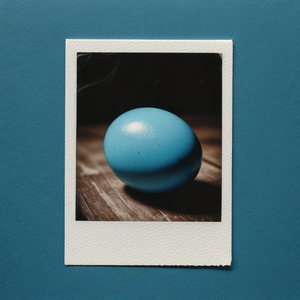 Blue Easter Egg Polaroid Photo