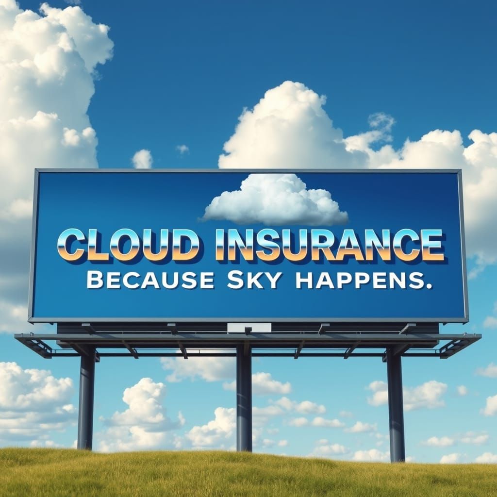 Futuristic Billboard Sign in Metallic Letters Reads Cloud In...