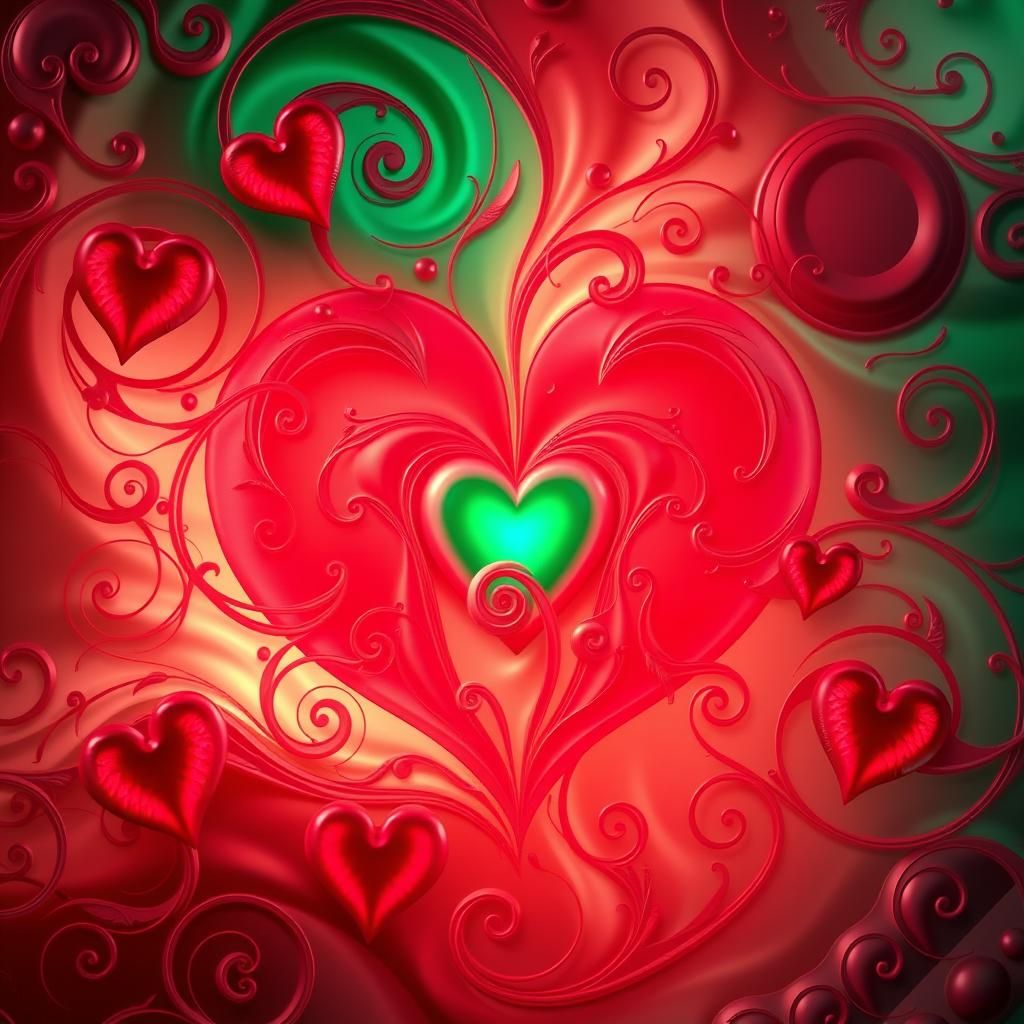 Abstract Hearts in Jewel Tones: High-Resolution Art