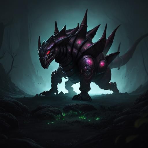 Scolipede Battles Fiercely in Misty Arena