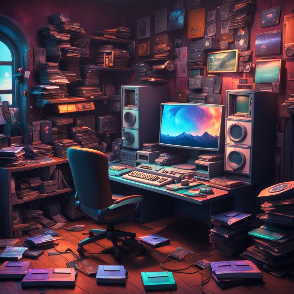 Retro 90s Internet Room Concept Art