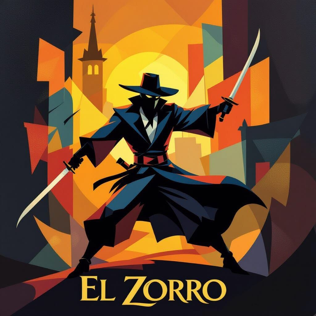 El Zorro Movie Poster in Cubist Style