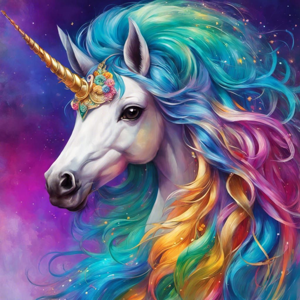 Adorable Unicorn Portrait in Whimsical Fantasy Style
