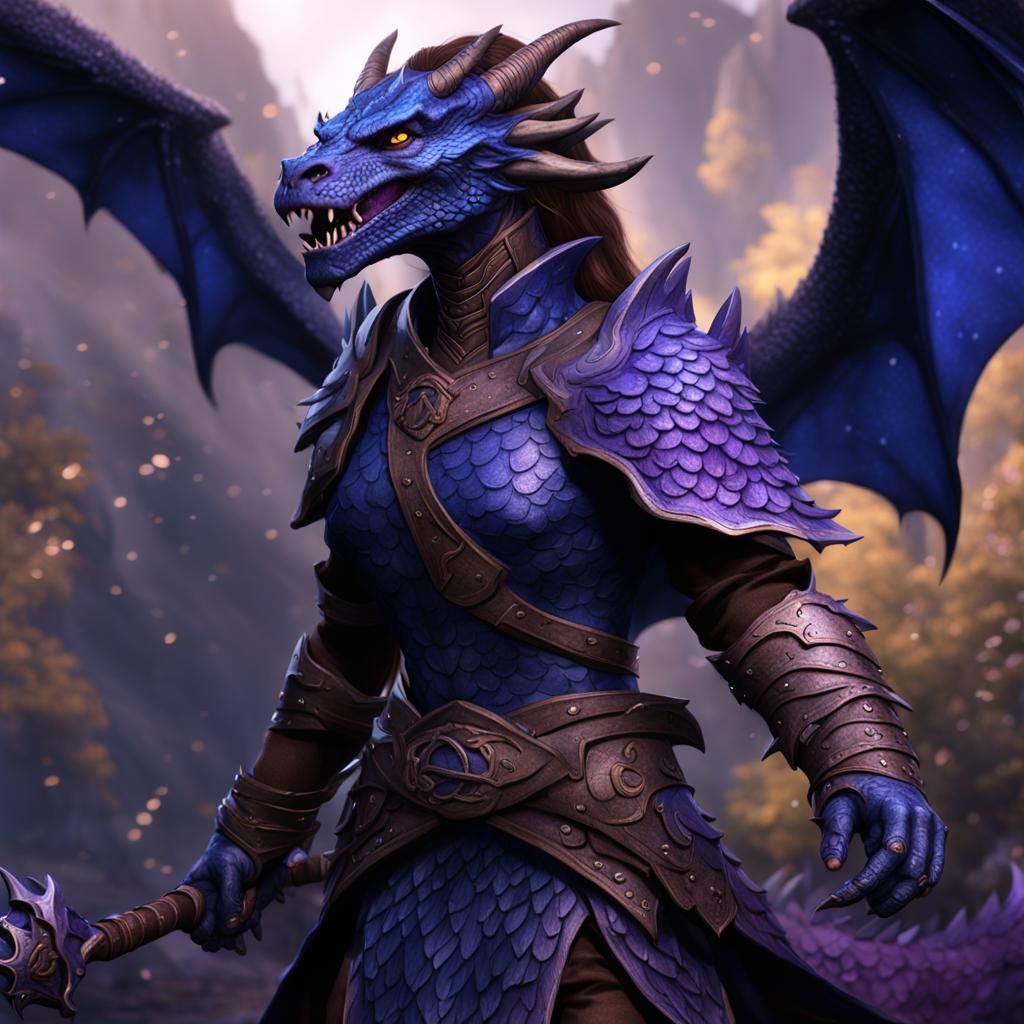 Female Dragonborn Character Concept Art