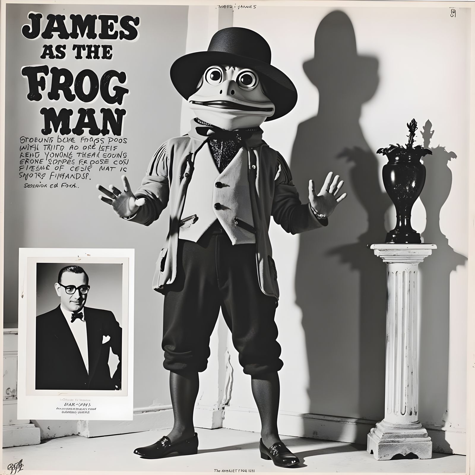 Monochrome Frog-Man Portrait with Senatorial Allusions