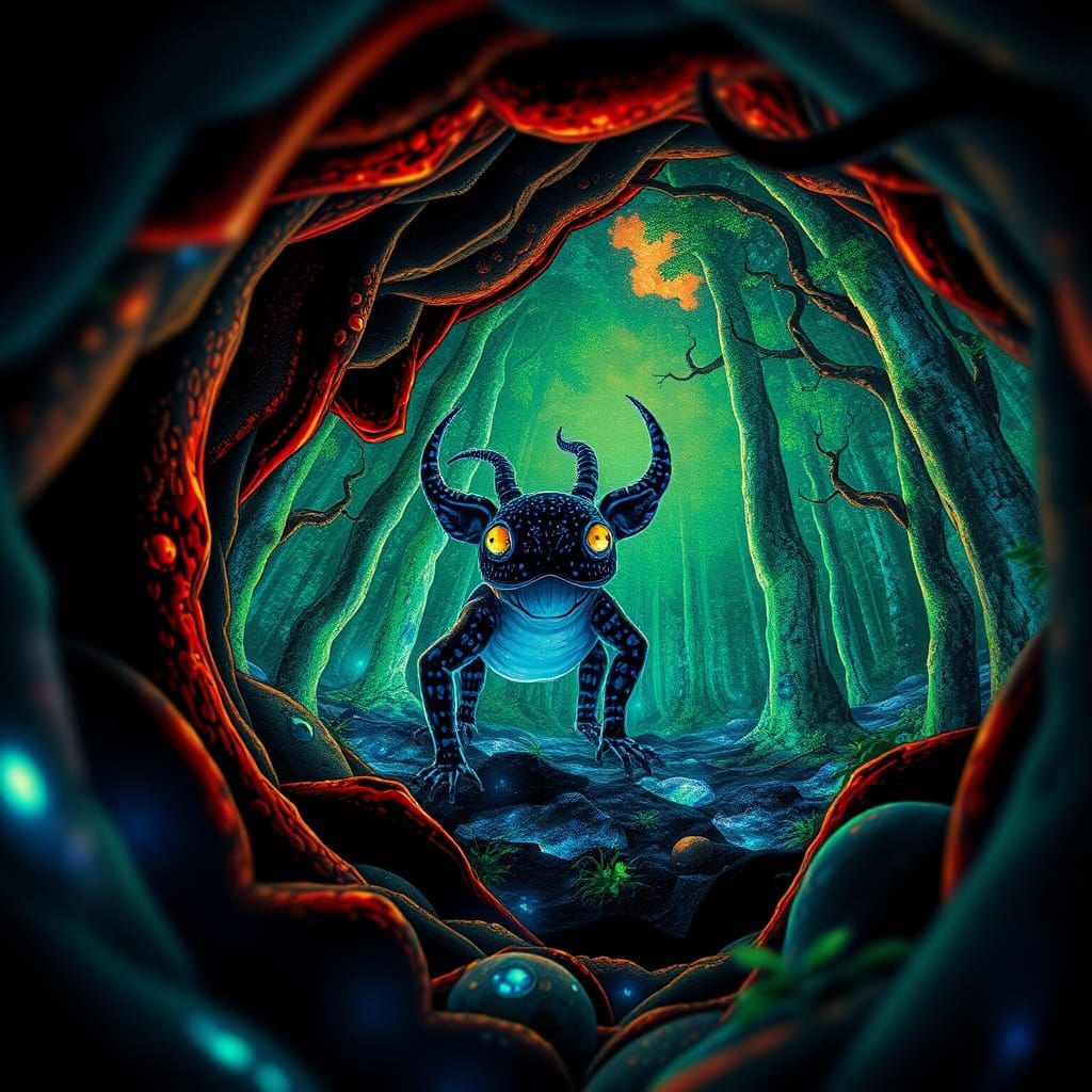 Gauguin-Inspired Digital Collage of Bioluminescent Mythical ...