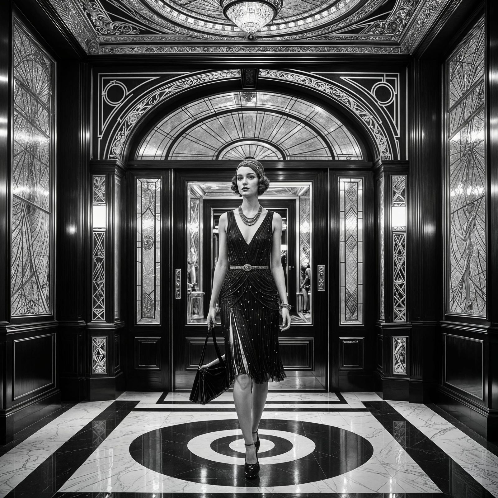 Art Deco Flapper Girl in New York Lobby