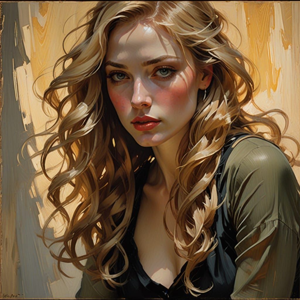 Young Blonde Woman in Warm Sunlit Portrait