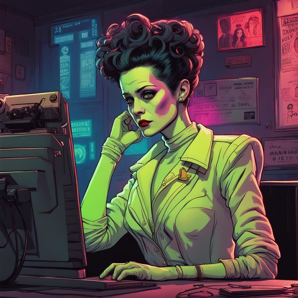 Bride of Frankenstein as Cyberpunk Journalist