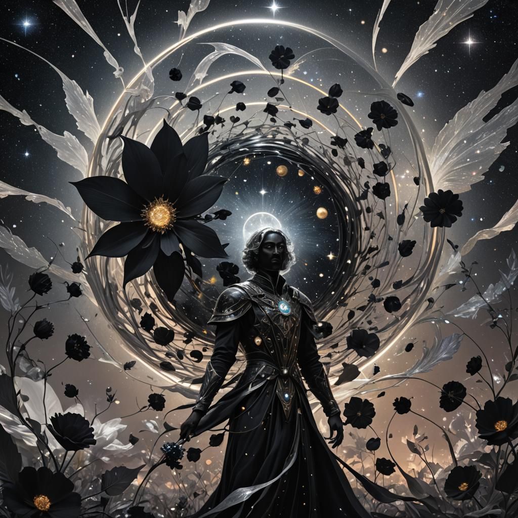 Cosmic Petals: A Holographic Astral Illustration