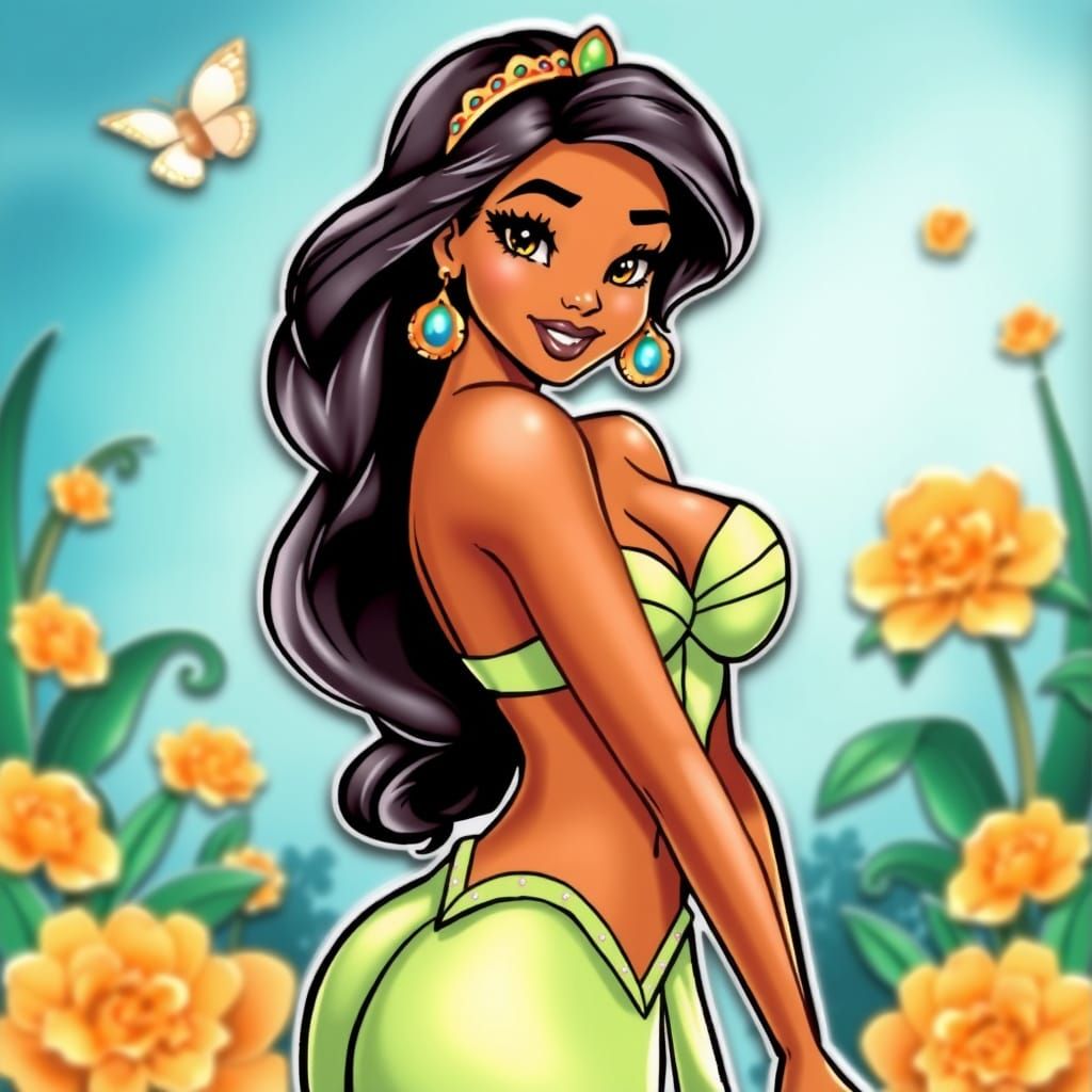 Disney Princess Pin Up in Elegant Art Deco Style