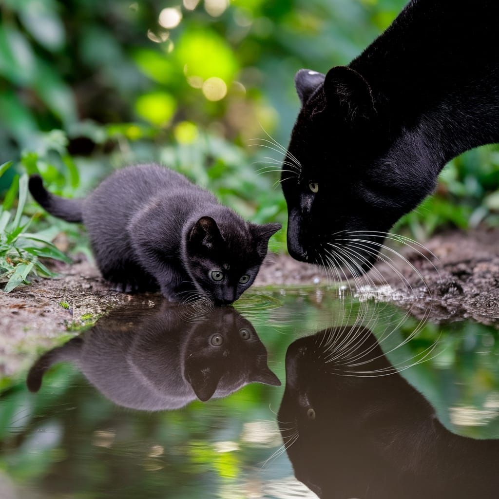Kitten's Jungle Reflection: A National Geographic Moment