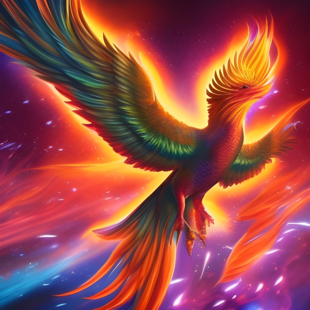 Hyperrealistic Universe Phoenix in Flight