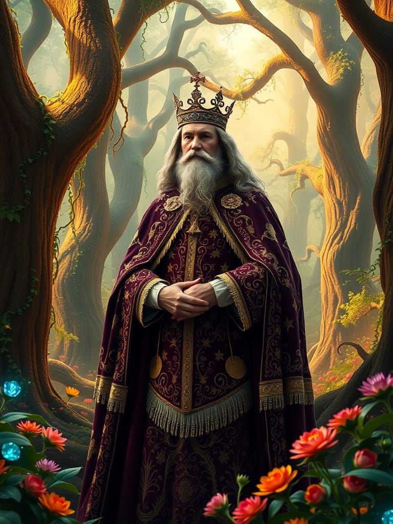 Ludwig II in Enchanted Wizard of OZ Forest, Velvet Cloak and...