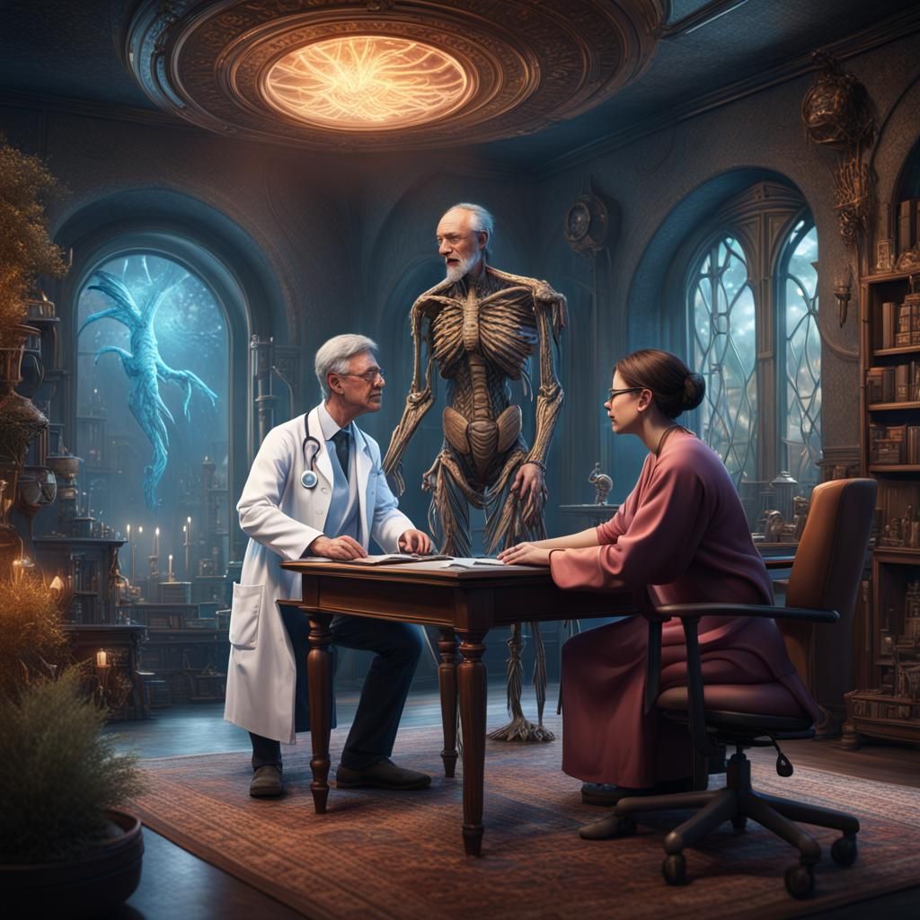 Doctor and Patient Consultation in Detailed Matte Painting