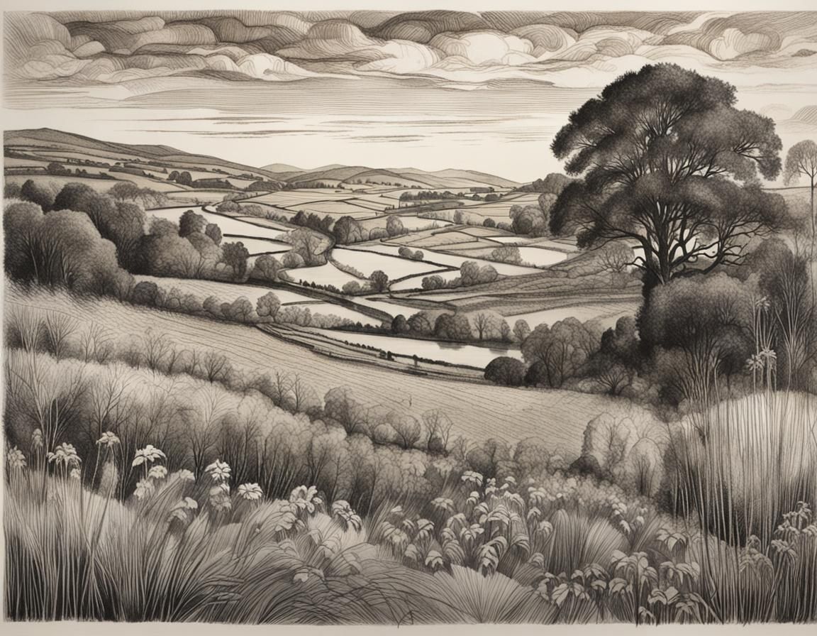 Landscape as Drypoint Etching