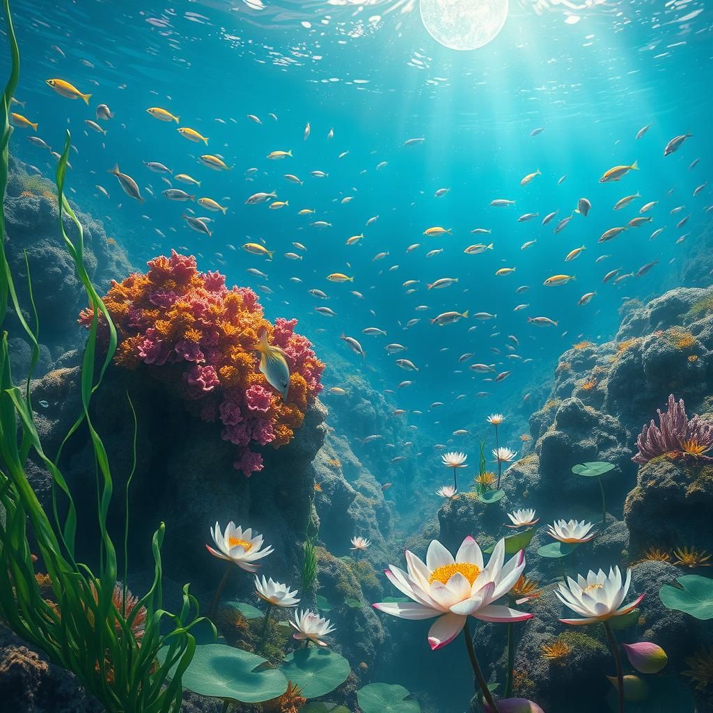 Underwater Harmony: A Bioluminescent Ecosystem