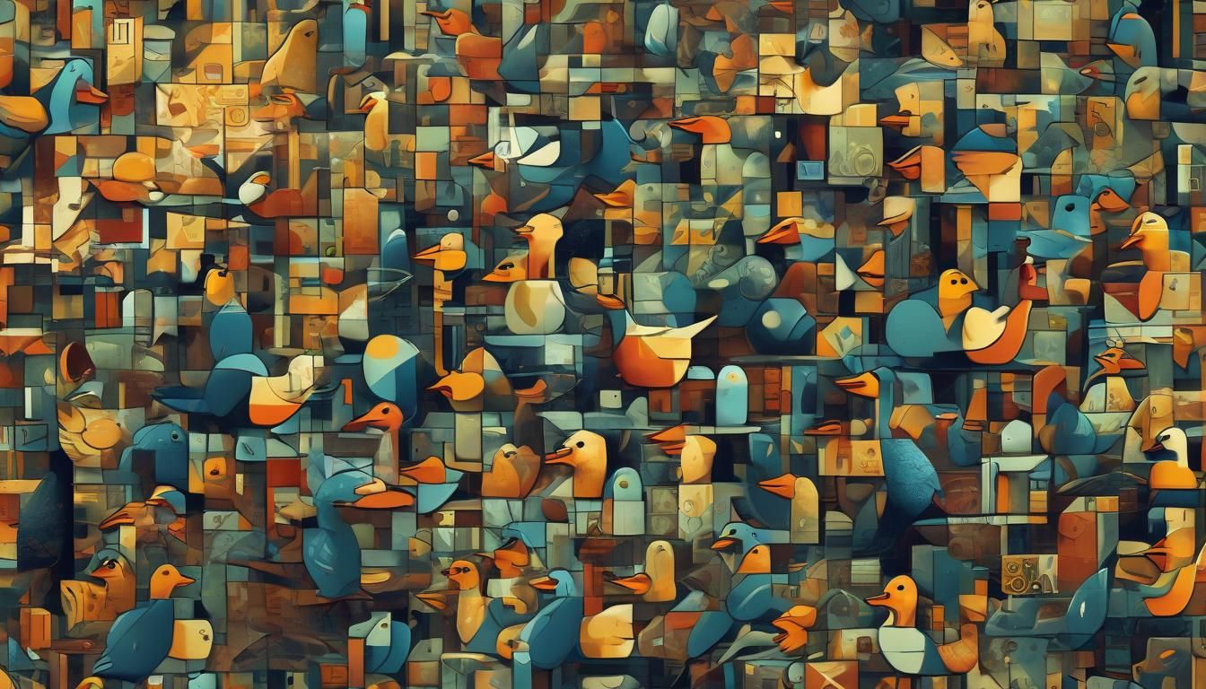 Cubist Duck in Geometric Fauvism Style