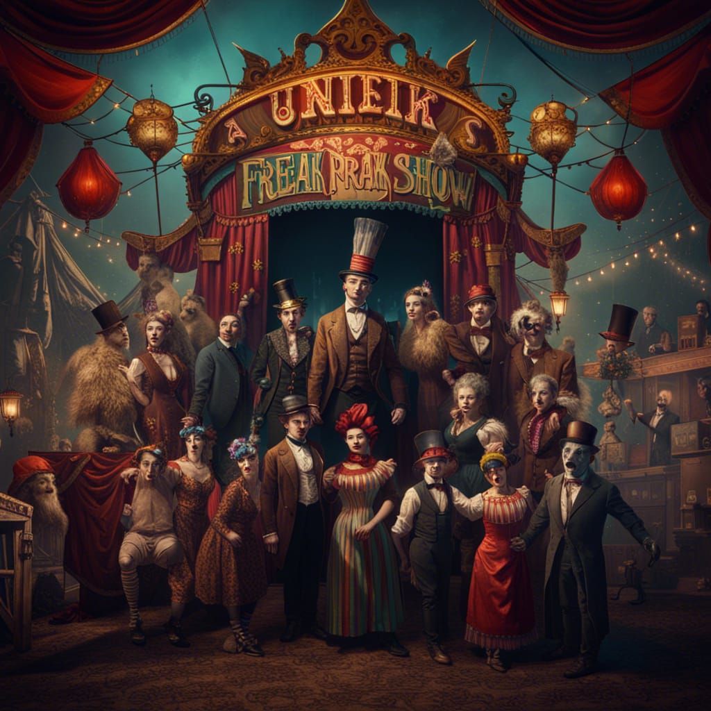 19th Century Freak Show Poster in Detailed Matte Style