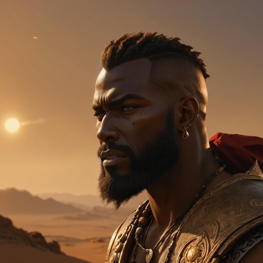 Desert Barbarian Portrait in High Fantasy Style