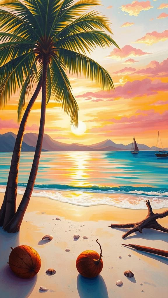 Majestic Palm Tree in Expressionist Painting Style