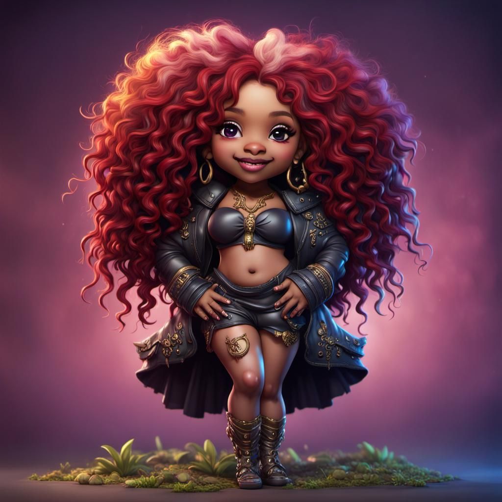 Chaka Khan as a Cute Chibi in Detailed Matte Painting