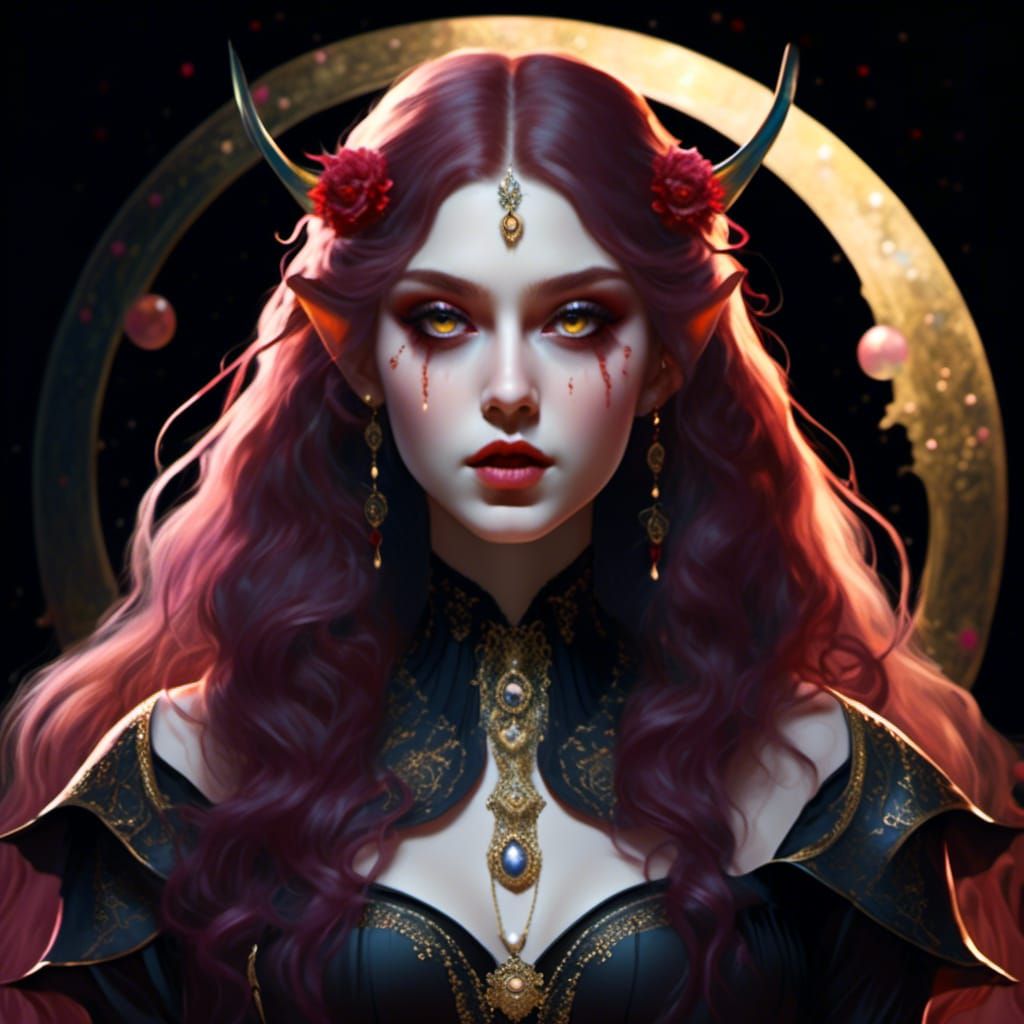 Pale Gothic Vampire Crying Blood: Detailed Portrait