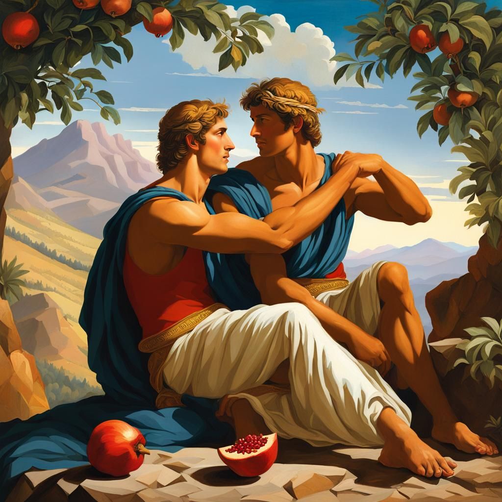 Achilles and Patroclus: A Neoclassical Art Nouveau Scene