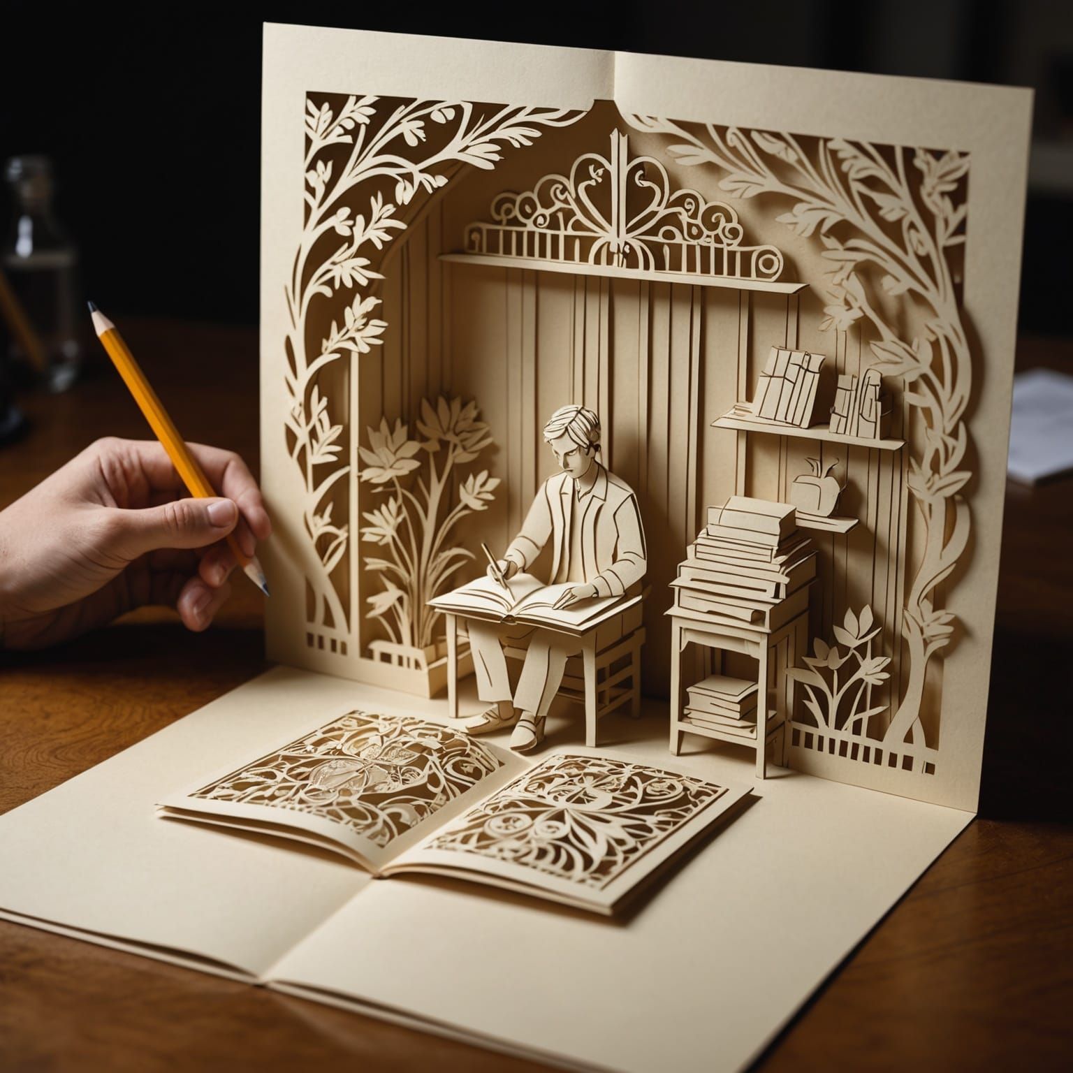 Kirigami Art: Open Book Scene