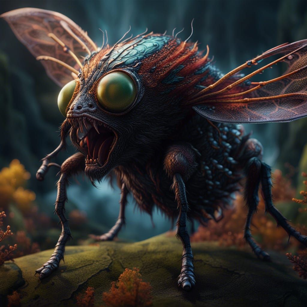 Fantastical Fly Monster in Detailed Matte Painting